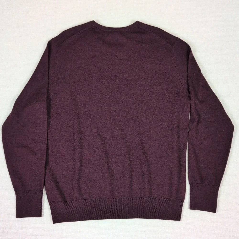 Banana Republic Merino Crew Sweater Mens L Burgundy New Extra Fine Wool